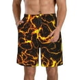 thumbnail image 1 of Fuzoiu Orange Lightning Print Men's Beach Shorts,Men's Swim Trunks,Quick Dry Board Shorts with Pockets,Men's Bathing Suits for Surfing, Running, and Casual Wear-Large, 1 of 6