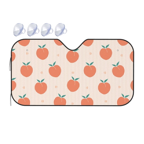 Fuzoiu Orange Peach Print Car Windshield Sunshade,Foldable Reflective Sun Visor,Windshield Sun Shade,UV Rays Sun Visor Shade,Auto Front Sun Shield Shade-Small