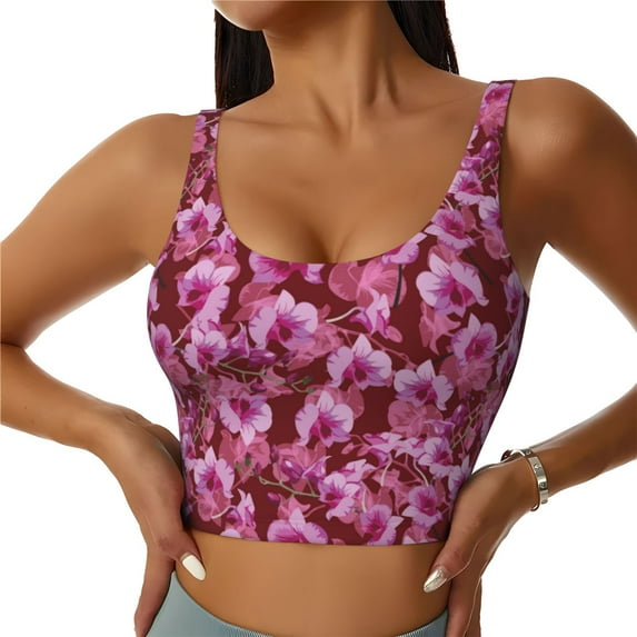Fuzoiu Orchids Flowers Print Women's Sports Vest,U-Back Sports Tank,Gym Vests,Athletic Sleeveless Shirts,Exercise Undershirts,Yoga, Gym, and Dance Wear-XX-Large