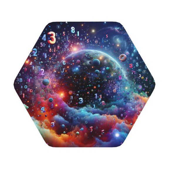 Fuzoiu Outer Space Floating Numbers And Letters Print Leather Coasters Set,Drink Coasters Set of 6,for Tabletop Protection, Durable PVC Coasters,Home Décor and Housewarming Gift,Hexagon