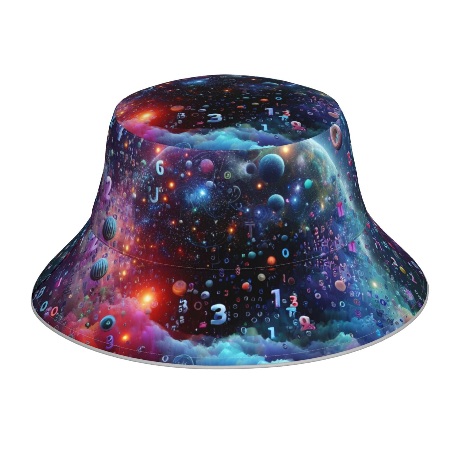 Fuzoiu Outer Space Floating Numbers And Letters Print Reflective Bucket ...