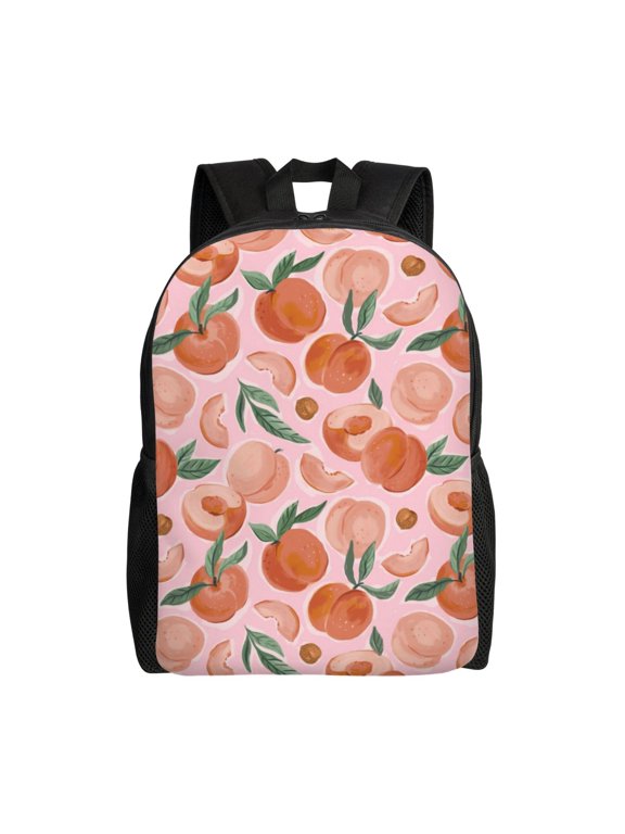 Painting Peach Print Laptop Backpack,Work Business Backpacks, Large Capacity Nurse Bag College Bookbag for School, Waterproof Casual Daypack for Travel