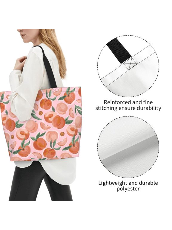 Fuzoiu Painting Peach Print Tote Bags for Women,Shoulder Bag, Gym Tote,Top Handle Ladies Shoulder Bags for Work Beach Travel and Shopping Grocery