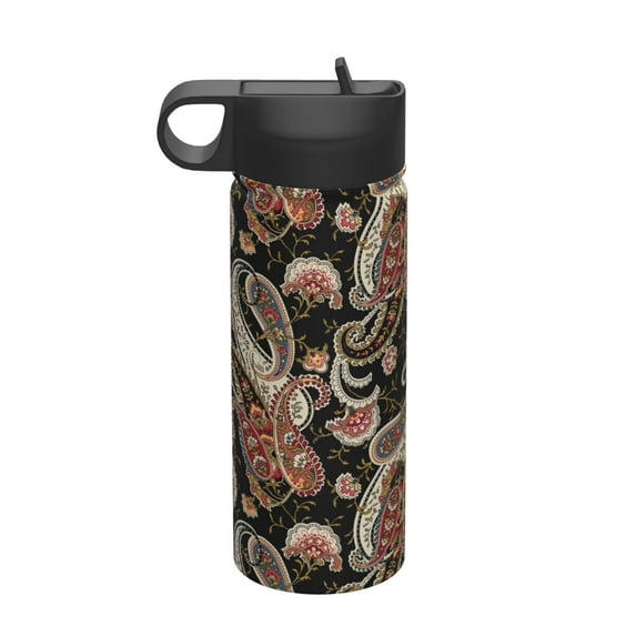 Fuzoiu Paisley6 Print 18oz Insulated Sports Kettle, Outdoor Sport Gym Stainless Steel Water Bottle With Straw Lid