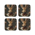 thumbnail image 1 of Fuzoiu Palatial Style Flower Rabbit Print Leather Coasters Set,Drink Coasters Set of 4,for Tabletop Protection, Durable PVC Coasters,Home Décor and Housewarming Gift-Square, 1 of 6