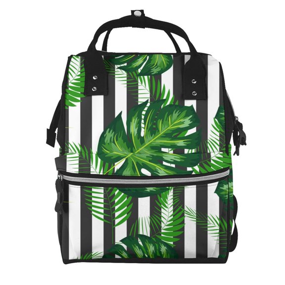 Fuzoiu Palm Greenery Print Diaper Bag Backpack,Baby Essentials Travel Tote,Multi function Waterproof Diaper Bag, Travel Essentials Baby Bag - Unisex