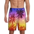 thumbnail image 1 of Fuzoiu Palm Trees at Sunset Print Pajama Shorts for Men, Men's Pajama Bottoms,Mens Lounge Sleepwear,Pajama Pants with Pocket-Small, 1 of 6