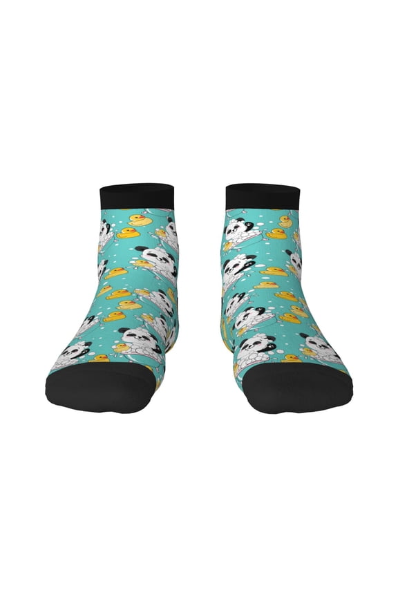 Panda Bathing Print Adult Socks, Crew Moisture-wicking Socks, Unisex Cushion Crew Socks,Casual Sports Ankle Socks