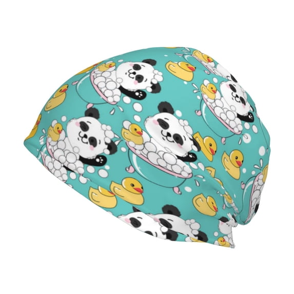 Fuzoiu Panda Bathing Print Winter Beanie Hat for Men & Women,Warm Knit Cap,Women Windproof Watch Hat,Knit Warm Unisex Beanie