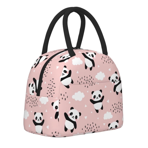 Logiee Panda Print Lunch Bag for Women & Men,Adult Insulated Lunch Box,Food Lunch Containers,Reusable High Capacity Lunch Tote Bags for Work, Travel, Outdoor