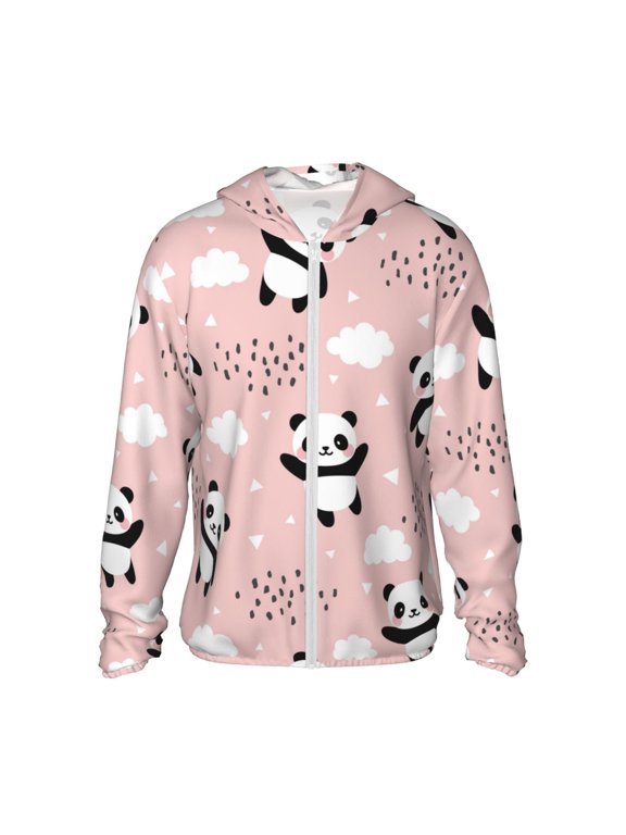 Panda Print Unisex Sun Protection Hoodie,UPF 50+ Light Jacket,Full Zip Sun Protection Hoodie,Long Sleeve Sun Shirts,for Outdoor Activities-XX-Large