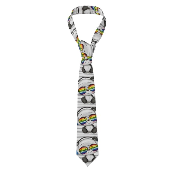 Fuzoiu Panda with Sun glasses Print Men's Necktie,Business Necktie,Mens Ties for Business Wedding Graduation