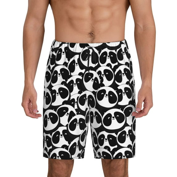 Fuzoiu Panda1 Print Pajama Shorts for Men, Men's Pajama Bottoms,Mens Lounge Sleepwear,Pajama Pants with Pocket-X-Large