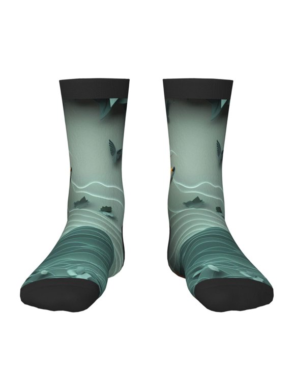 Paper Fox Crow Fantasy Print Kids Socks For Boys Girls,Grip Crew Socks with Non Slip,Lightweight Stretch Crew Socks,Toddlers Crew Boot Socks
