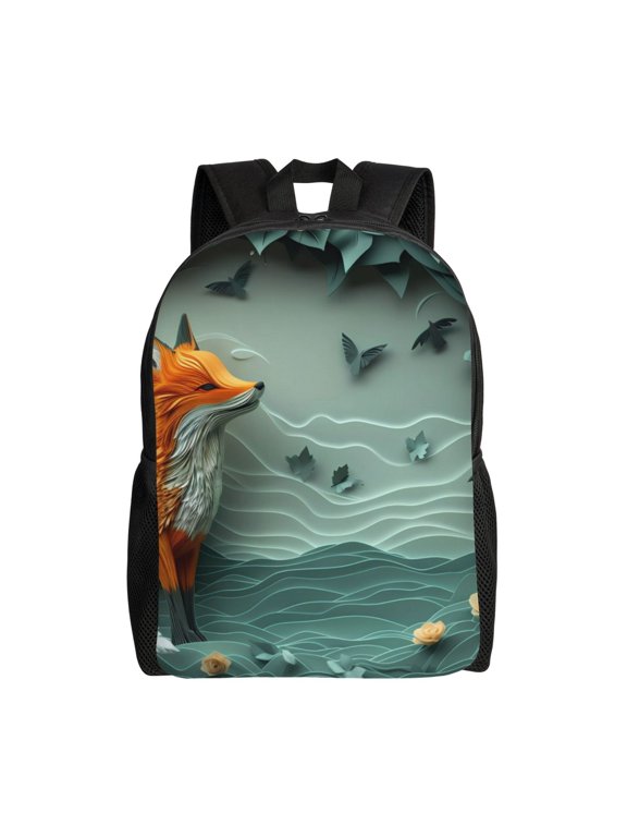 Paper Fox Crow Fantasy Print Laptop Backpack,Work Business Backpacks, Large Capacity Nurse Bag College Bookbag for School, Waterproof Casual Daypack for Travel
