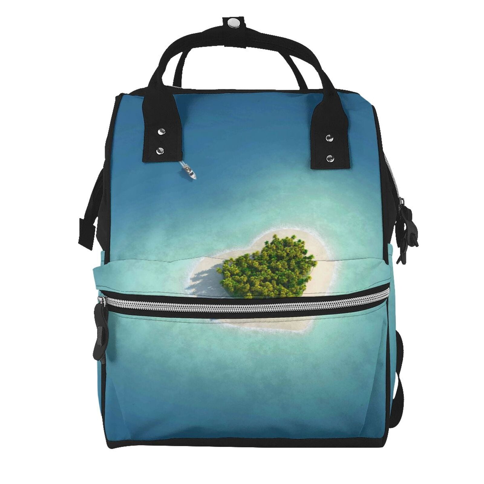 Fuzoiu Paradise Island Print Diaper Bag Backpack,Baby Essentials Travel Tote,Multi function Waterproof Diaper Bag, Travel Essentials Baby Bag - Unisex