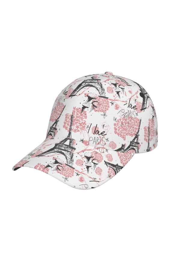 Paris Print Adjustable Baseball Cap for Men and Women, Unisex Sports Hat, Sun Protection Hat for Running Workouts and Outdoor Activities All Seasons