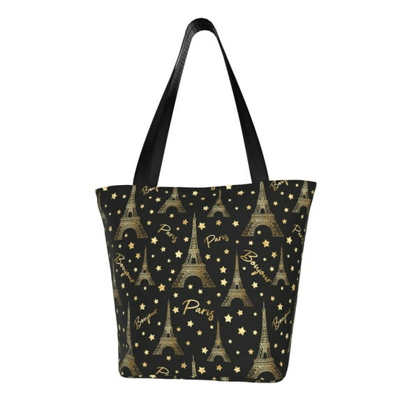 Fuzoiu Paris Romantic Print Large Capacity Shoulder Bag for Women,Large Capacity Office Purse,Laptop Tote Bag,Casual Everyday Tote for Work Beach Travel and Shopping Grocery