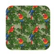 thumbnail image 1 of Fuzoiu Parrots And Tropical Leaves Print Leather Coasters Set,Drink Coasters Set of 6,for Tabletop Protection, Durable PVC Coasters,Home Décor and Housewarming Gift,Square, 1 of 7