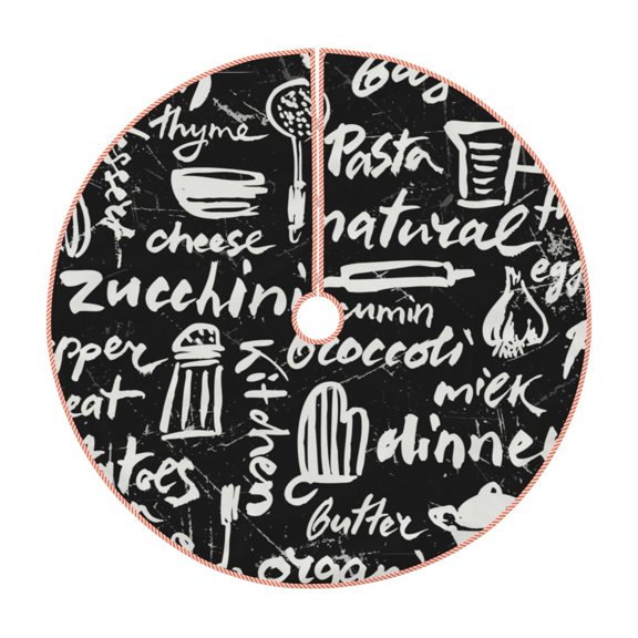 Fuzoiu Pasta Bacon Print Christmas Tree Skirt,Xmas Christmas Decorations,Xmas Tree Mat for Farmhouse Holiday New Years Home Party Decor Tree Rugs-36"