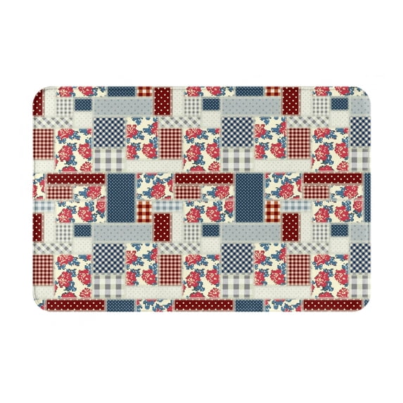 Fuzoiu Patchwork In Country Style Print Door Mat Outdoor Indoor Welcome Mats, Front Doormat,Flannel Non Slip Durable Entrance Rugs for Front Door, Inside Outside Entry, Porch, Resist Dirt,16x24in