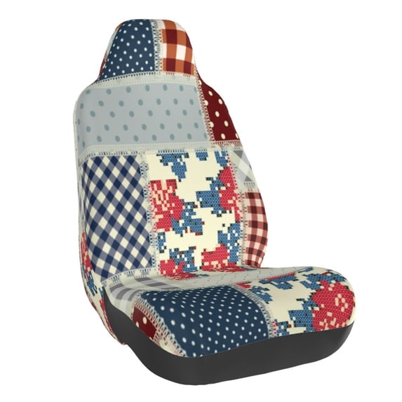 Fuzoiu Patchwork In Country Style Print Elastic Car Seat Covers, Seat Cover Protector,Universal Fit Interior Covers for Most Cars,Washable Seat Cover Non Slip for SUV,Sedan,Van
