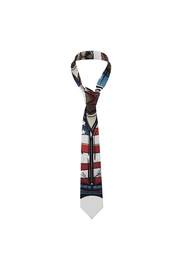 Patriotic Boxing Bear Art Print Men's Necktie,Business Necktie,Mens Ties for Business Wedding Graduation
