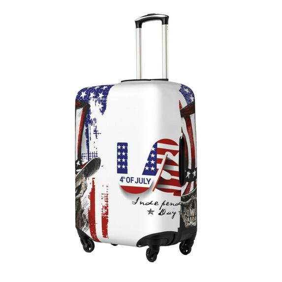 Fuzoiu Patriotic Skull Art Print Suitcase Cover,Washable Luggage Covers for Suitcase,Elastic Luggage Protector Cover,Scratch Resistant Travel Suitcase Covers-Medium
