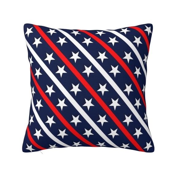 Fuzoiu Patriotic Star Print Square Pillow Cover,Hidden Zipper Design,Luxury Square Pillow Case, Throw Pillow,Couch Cushion-20"x20"