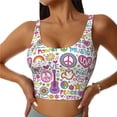 thumbnail image 1 of Fuzoiu Peace Love and Dove Flower Power Print Women's Sports Vest,U-Back Sports Tank,Gym Vests,Athletic Sleeveless Shirts,Exercise Undershirts,Yoga, Gym, and Dance Wear-Medium, 1 of 1