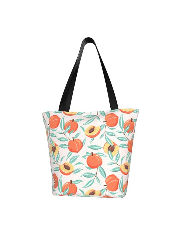 Peach Print Large Capacity Shoulder Bag for Women,Large Capacity Office Purse,Laptop Tote Bag,Casual Everyday Tote for Work Beach Travel and Shopping Grocery