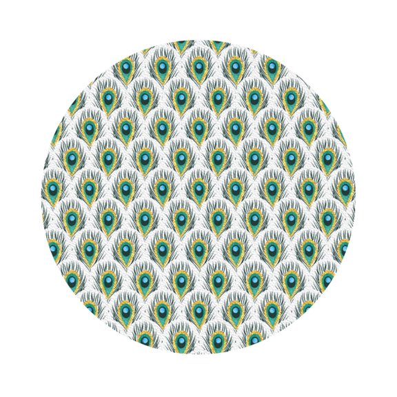Fuzoiu Peacock Feathers1 Print Leather Coasters Set,Drink Coasters Set of 6,for Tabletop Protection, Durable PVC Coasters,Home Décor and Housewarming Gift,Round Shape