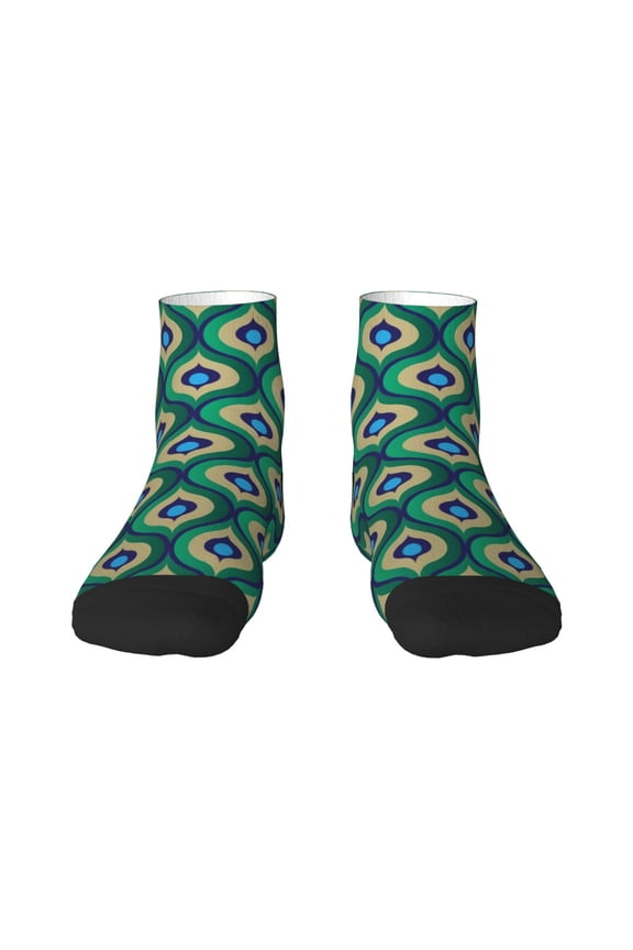 Peacock'S Tail Print Adult Socks, Crew Moisture-wicking Socks, Unisex Cushion Crew Socks,Casual Sports Ankle Socks