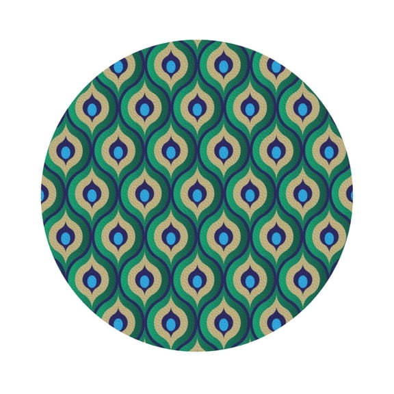 Fuzoiu Peacock'S Tail Print Leather Coasters Set,Drink Coasters Set of 6,for Tabletop Protection, Durable PVC Coasters,Home Décor and Housewarming Gift,Round Shape