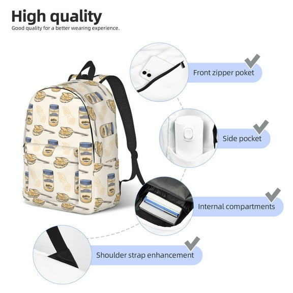Fuzoiu Peanuts Print Canvas Backpack,Lightweight Travel Daypack,School Backpack Purse for Women Men, Casual Aesthetic Backpack