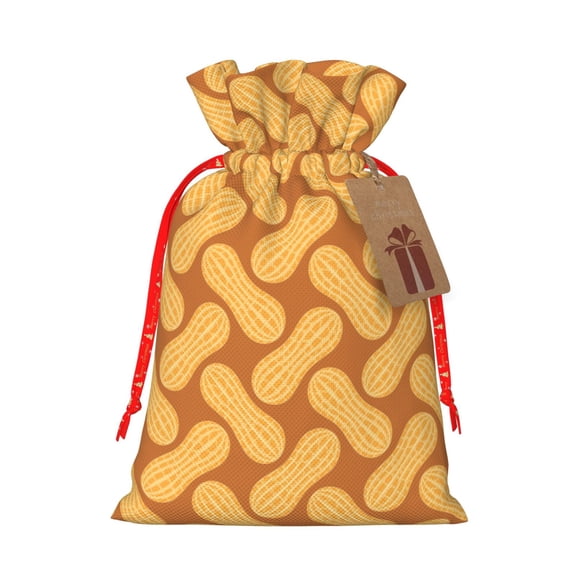 Fuzoiu Peanuts6 Print Christmas Gift Bag,Burlap Gift Bag with Drawstring Closure & Hang Tag,Perfect for Holidays, Birthdays, and Special Occasions-Medium