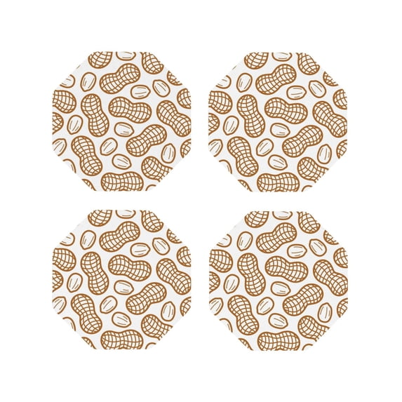 Fuzoiu Peanuts7 Print Leather Coasters Set,Drink Coasters Set of 4,for Tabletop Protection, Durable PVC Coasters,Home Décor and Housewarming Gift-Octagon