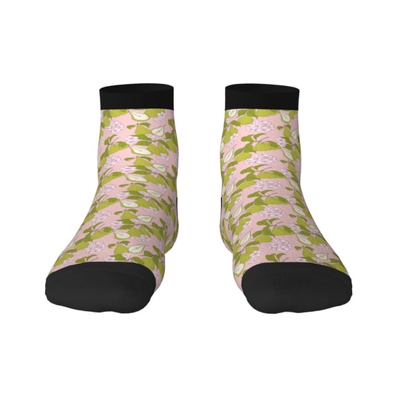 Fuzoiu Pears And Flower Print Adult Socks, Crew Moisture-wicking Socks, Unisex Cushion Crew Socks,Casual Sports Ankle Socks