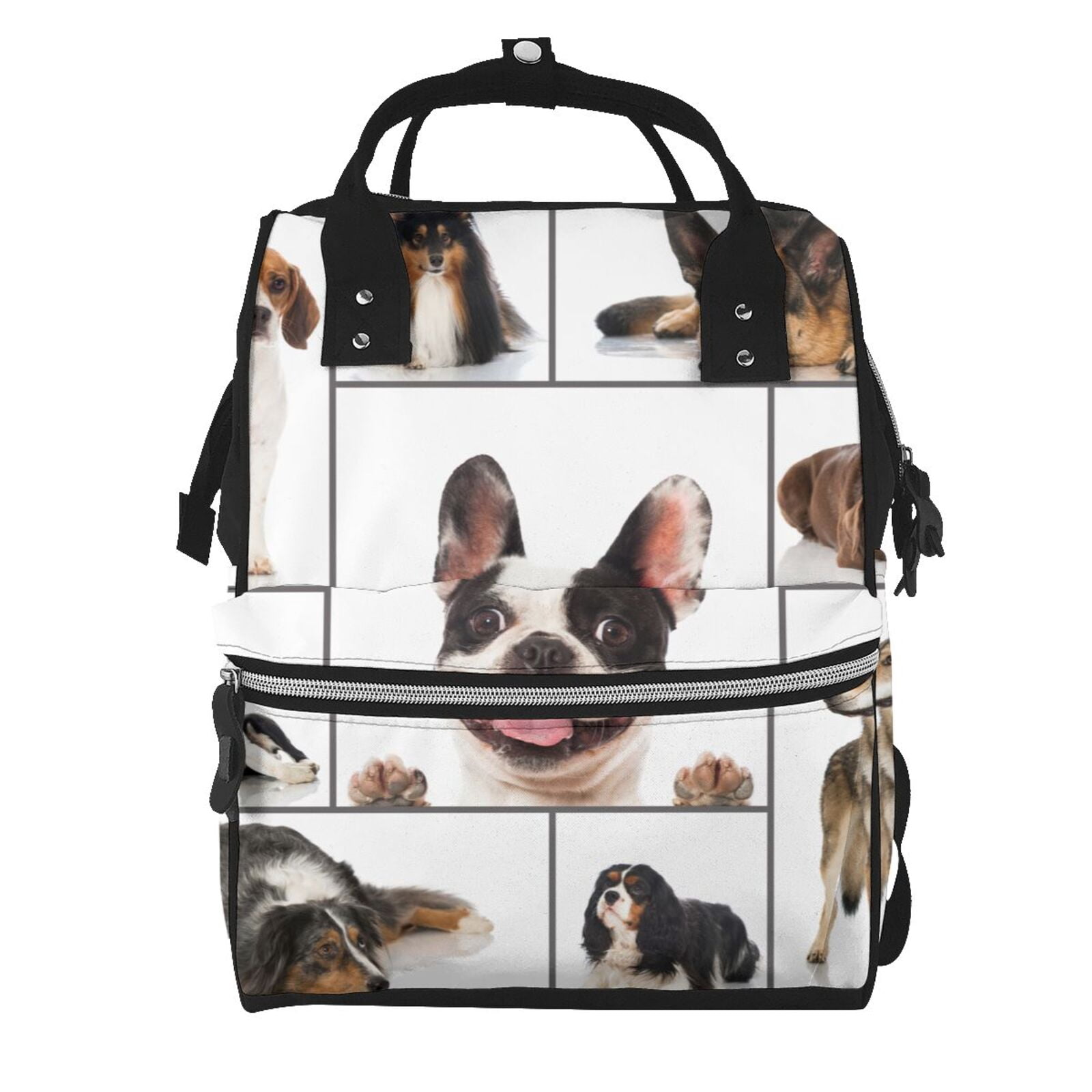 Fuzoiu Pedigree dogs collage Print Diaper Bag Backpack,Baby Essentials Travel Tote,Multi function Waterproof Diaper Bag, Travel Essentials Baby Bag - Unisex