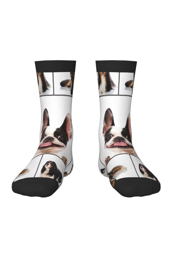 Pedigree dogs collage Print Kids Socks For Boys Girls,Grip Crew Socks with Non Slip,Lightweight Stretch Crew Socks,Toddlers Crew Boot Socks