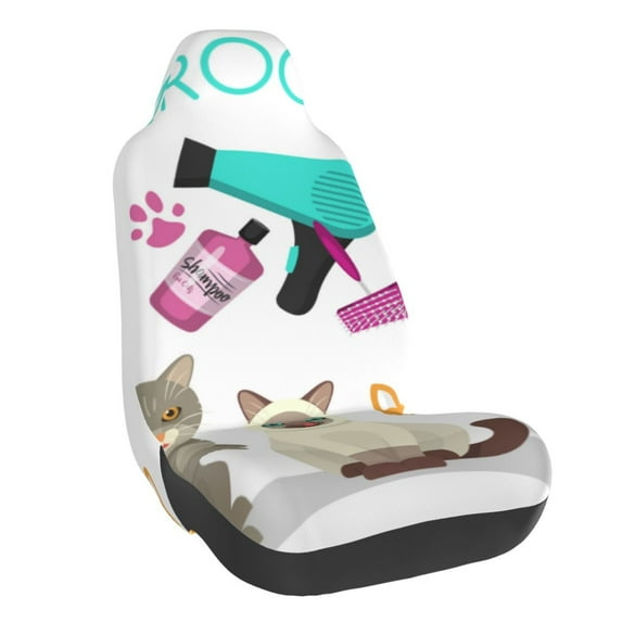 Fuzoiu Pet Care Grooming Print Elastic Car Seat Covers, Seat Cover Protector,Universal Fit Interior Covers for Most Cars,Washable Seat Cover Non Slip for SUV,Sedan,Van