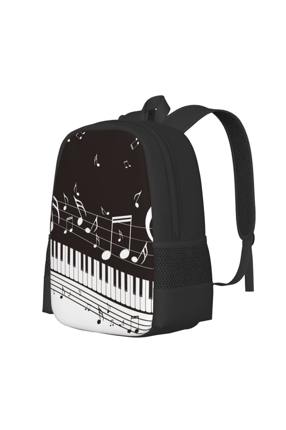 Piano Keys With Musical Notes Print Large Capacity Backpack,Travel Backpack,Laptop Bag,College School Rucksack Bag,for School, Travel & Outdoor Activities