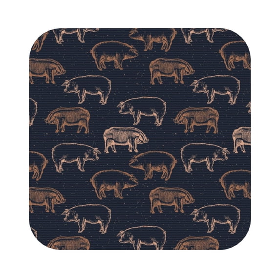 Fuzoiu Pig Farm Print Leather Coasters Set,Drink Coasters Set of 6,for Tabletop Protection, Durable PVC Coasters,Home Décor and Housewarming Gift,Square
