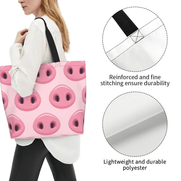 Fuzoiu Pig Nose Print Tote Bags for Women,Shoulder Bag, Gym Tote,Top Handle Ladies Shoulder Bags for Work Beach Travel and Shopping Grocery