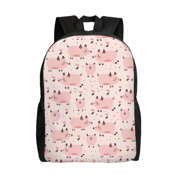 Fuzoiu Pig Print Laptop Backpack,Work Business Backpacks, Large Capacity Nurse Bag College Bookbag for School, Waterproof Casual Daypack for Travel