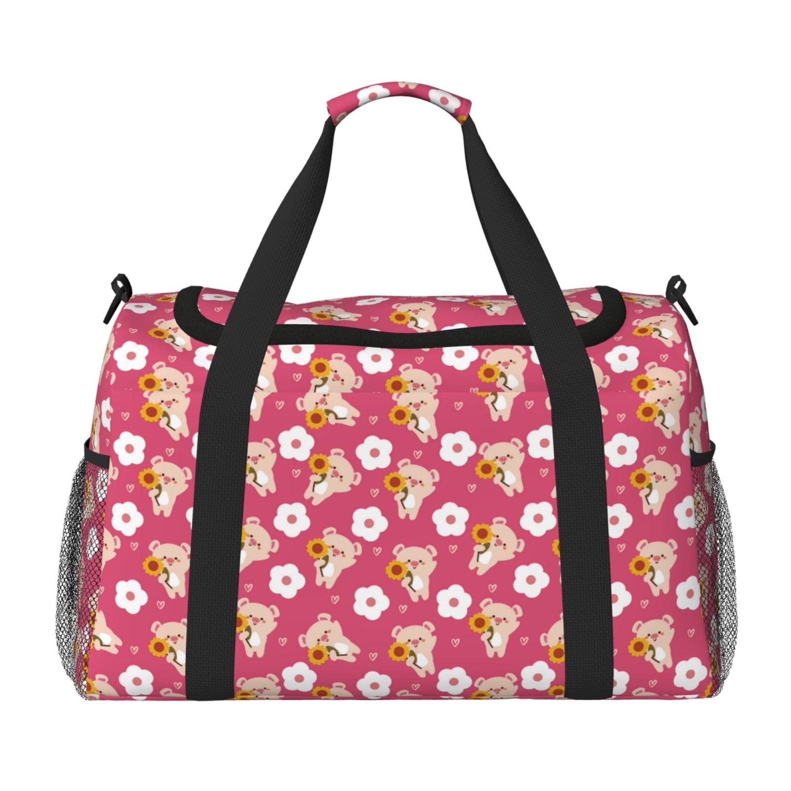 Fuzoiu Piggy Sunflower Print Travel Duffle Bag,Carry On Tote Bags,Duffel Bag,Sport Gym Bag, Hospital Bag for Labor and Delivery, Overnight Bag,Luggage Bag