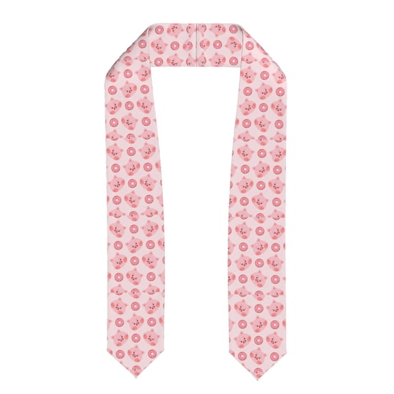 Fuzoiu Pigs Head And Donuts Print Graduation Sash,Graduation Stole,Unisex Adult Graduation Stole Shawl 91" Long,for Academic Commencements Shawl-Flattened