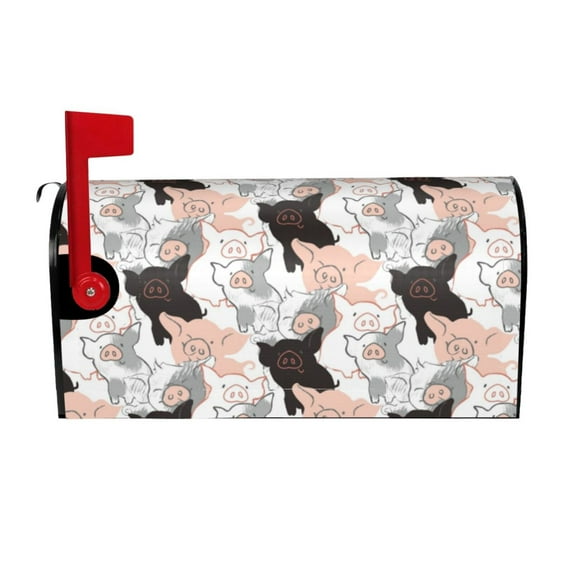 Fuzoiu Pigs Print Decorative Waterproof Mailbox Cover,Welcome Magnetic Mailbox Cover, Post Letter Box Wrap Cover for Outdoor Decor -25.5x21 in