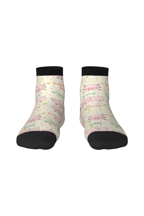 Pigs Sleep Print Adult Socks, Crew Moisture-wicking Socks, Unisex Cushion Crew Socks,Casual Sports Ankle Socks