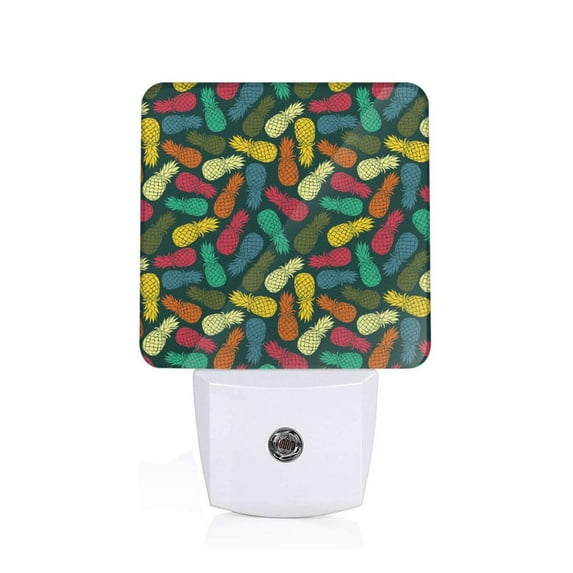 Fuzoiu Pineapple Fruit Colorful Print Dusk to Dawn LED Night Light with Light Sensor, Energy-Efficient Touch-Safe Night Lamp for Home, Office, and Kids' Rooms-US